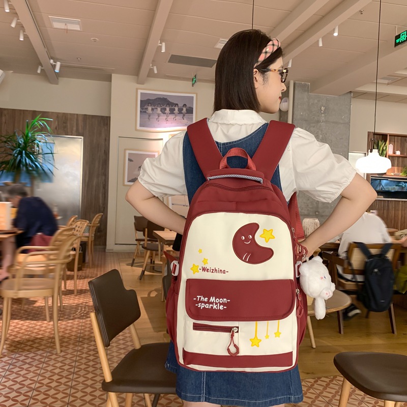 The new schoolbag for girls' high school students has a sweet and charming appearance. It is a high-quality multi-compartment backpack for students in grades three to six details Picture
