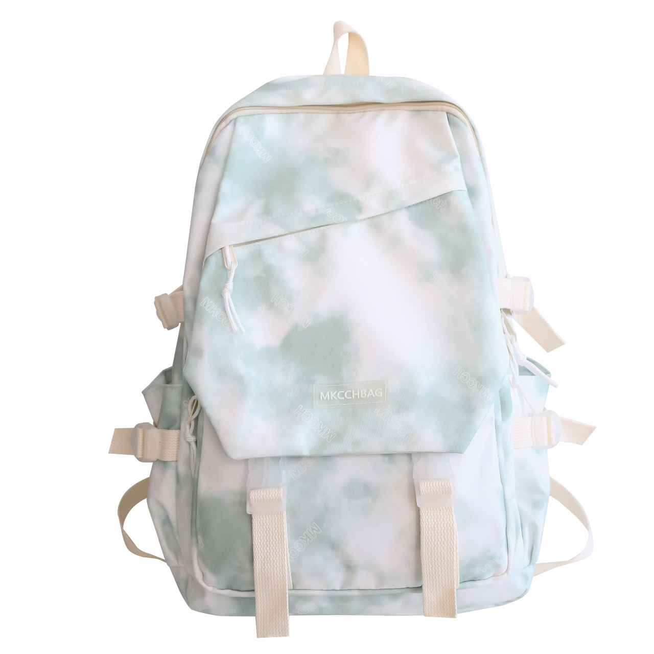 This backpack features a large capacity, high-end feel, and a niche tie-dye design. It is a schoolbag for girls and is lightweight for junior high school students Item Picture