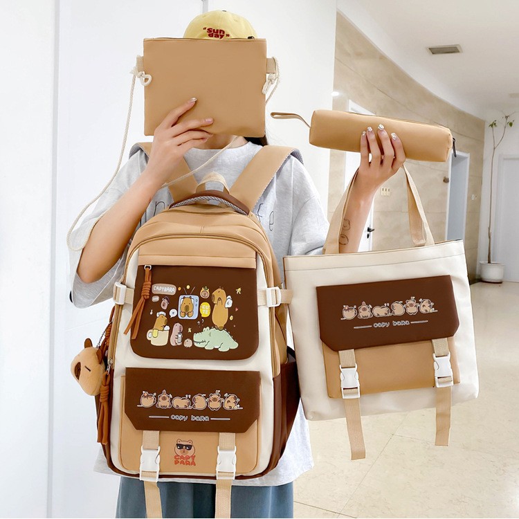 The new Kapibala schoolbag is a dirt-resistant and wear-resistant backpack for junior high school students, suitable for both boys and girls, and has a large capacity full figure