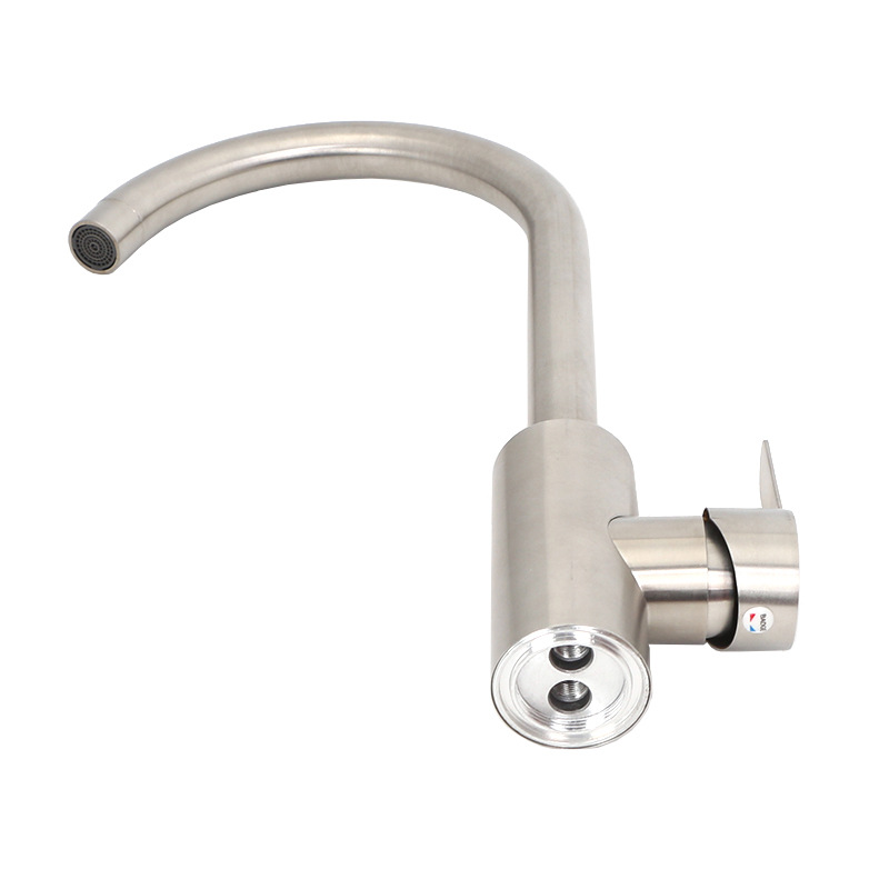 Vertical large three-way stainless steel large bend brushed vegetable basin, hot and cold water faucet, kitchen large sink faucet factory direct sales Specification drawing