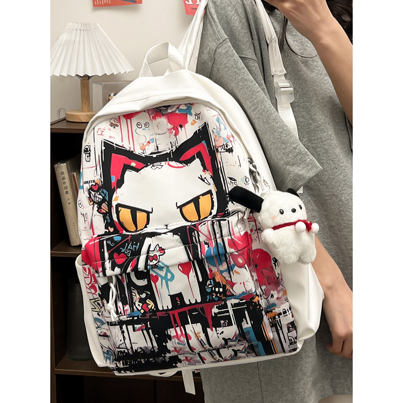 New large-capacity, personalized graffiti backpacks for girls, trendy school bags for junior and senior high school students, and primary school students Specification drawing