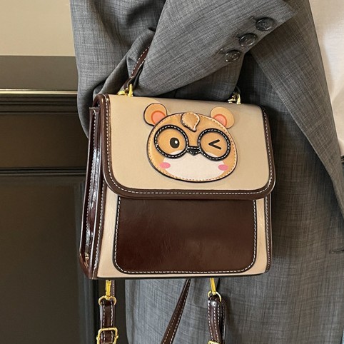 Cute Little Bear 2025 Spring New Style color-blocking cartoon high-end hand-held crossbody versatile single-shoulder and double-shoulder bags Application Scenario