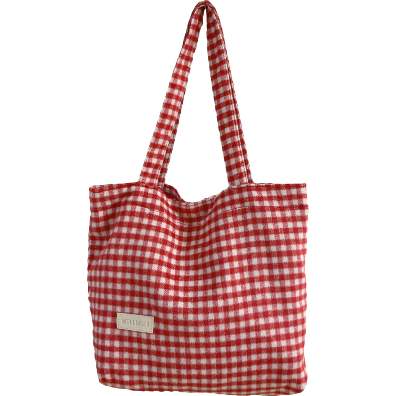 The new checkered woolen single-shoulder bag for early autumn 2024 is a retro, trendy and versatile commuting underarm bag Item Picture