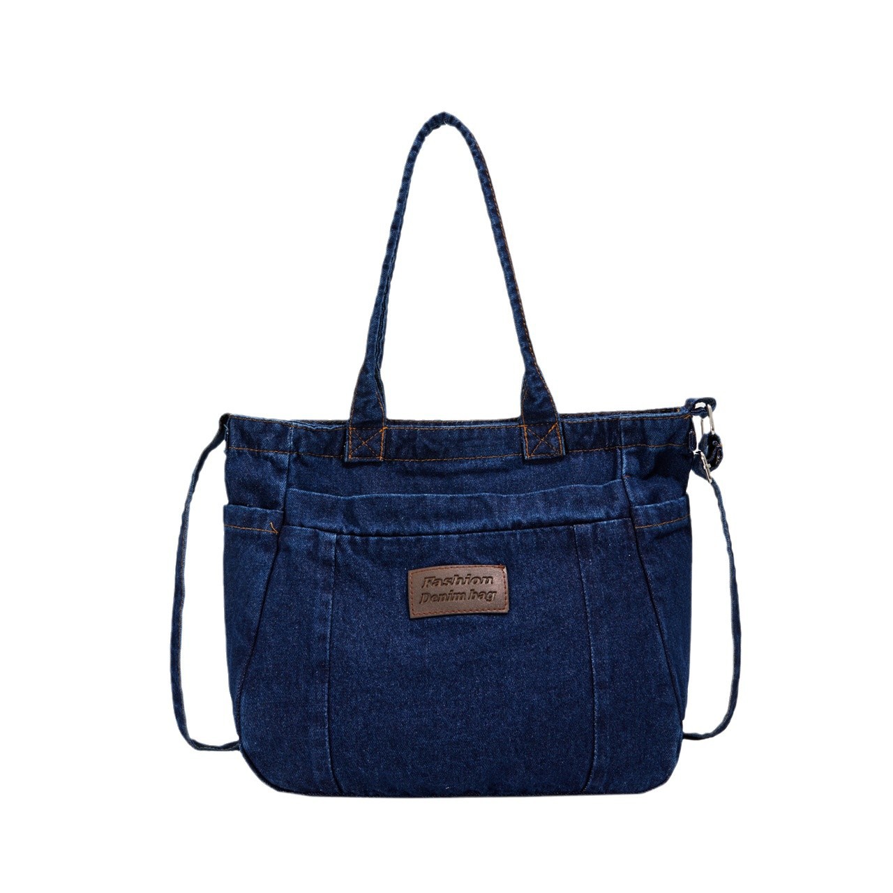 Artistic style double magnetic buckle single-shoulder bag, fabric bag, artistic Korean-style niche large bag, single-shoulder bag, denim crossbody bag Item Picture