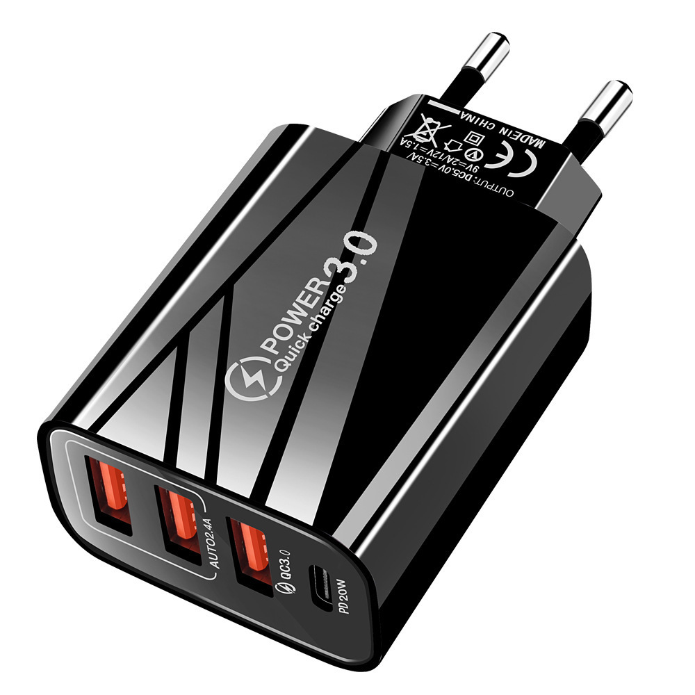 Multi-port usb+ Type-C charger multi-functional charging head, suitable for Apple, Android and Huawei universal multi-hole Specification drawing