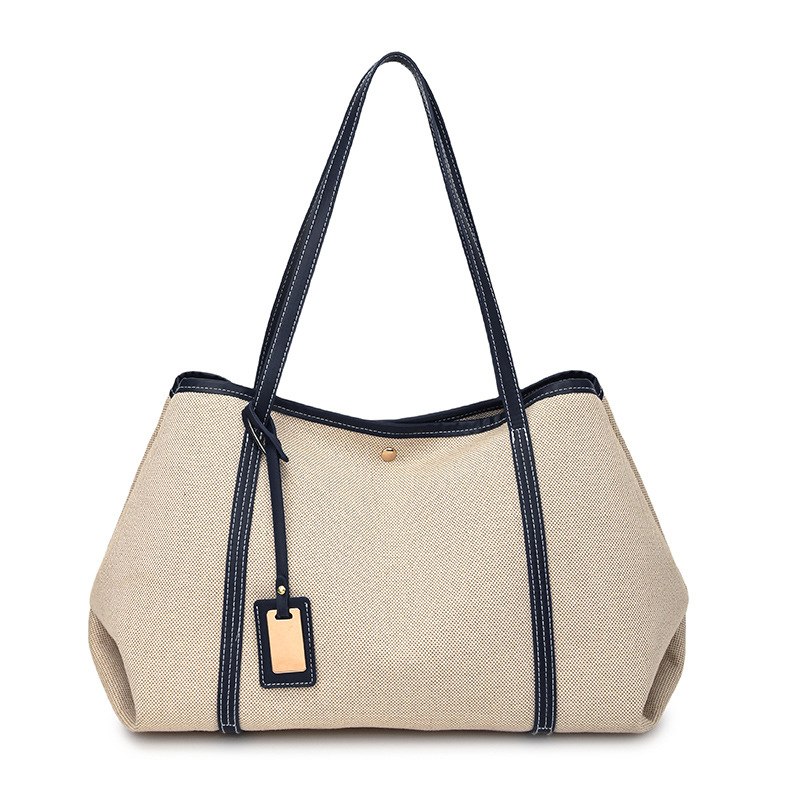 High-end patchwork canvas large-capacity tote bag for women 2025 new style commuting casual shopping bag, single-shoulder armpit bag Item Picture