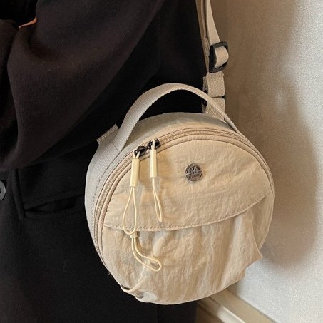 Nylon fabric crossbody small bag 2024 Autumn new lightweight women's bag, small round bag, lightweight shopping women's single-shoulder bag details Picture