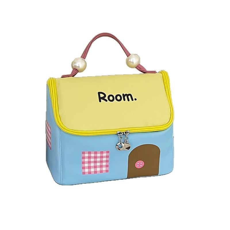 High appearance level dopamine House makeup bag for girls, large capacity partition hand-held waterproof bag, travel portable storage bag Item Picture