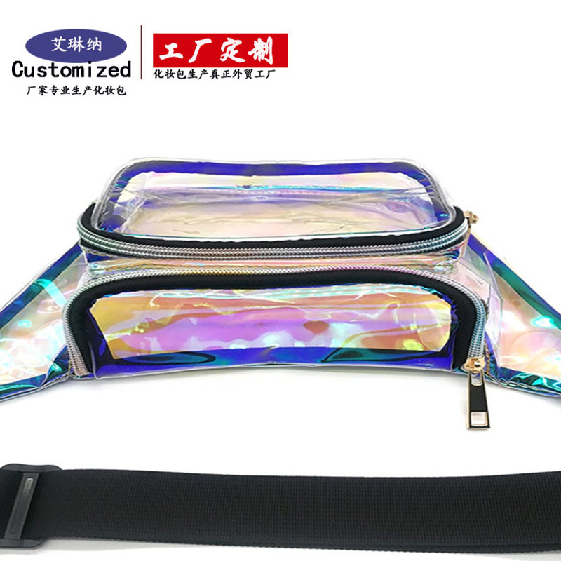 Cross-border TPU laser transparent waist bag, outdoor sports storage bag, outdoor rafting fitness travel bag processing and customization Specification drawing