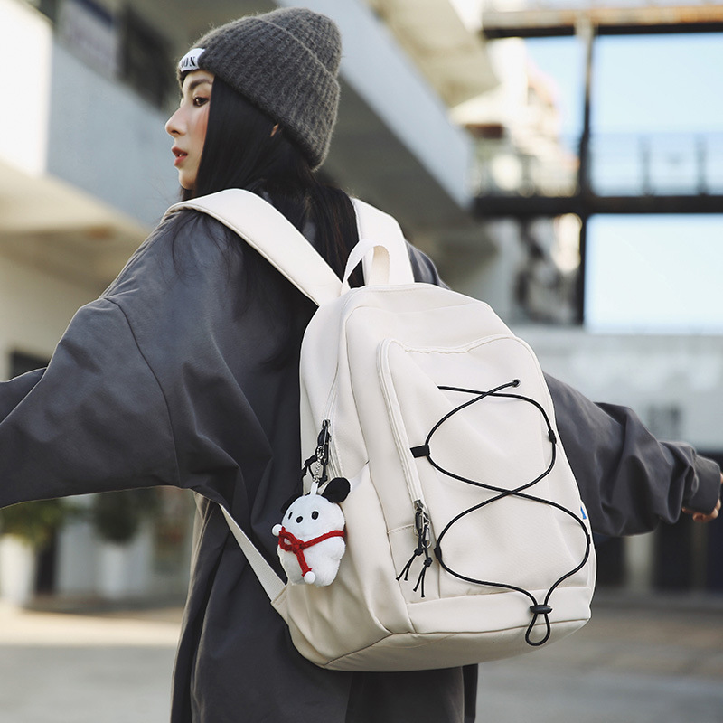 New personalized drawstring backpack, large-capacity sports backpack, men's color-matched high school and college student schoolbag, women's travel bag details Picture