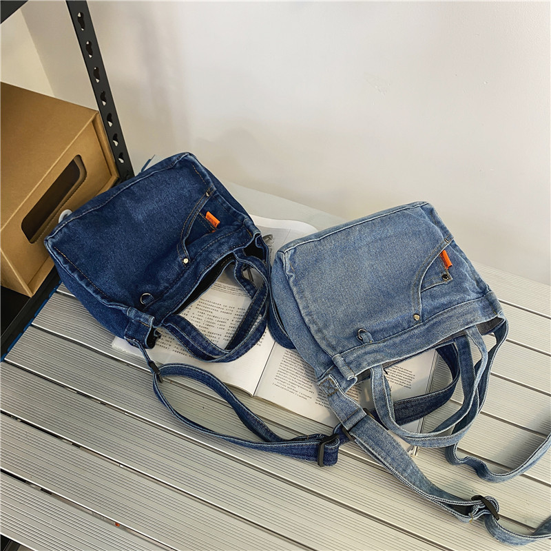Wholesale of new Korean-style casual single-shoulder bags, college student crossbody bags, washed denim canvas small bags, and summer mobile phone bags Specification drawing