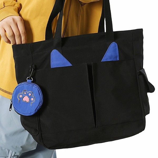 Casual women's 2025 new style cartoon cat bag, single-shoulder bag, large-capacity tote bag, super popular crossbody handbag Specification drawing
