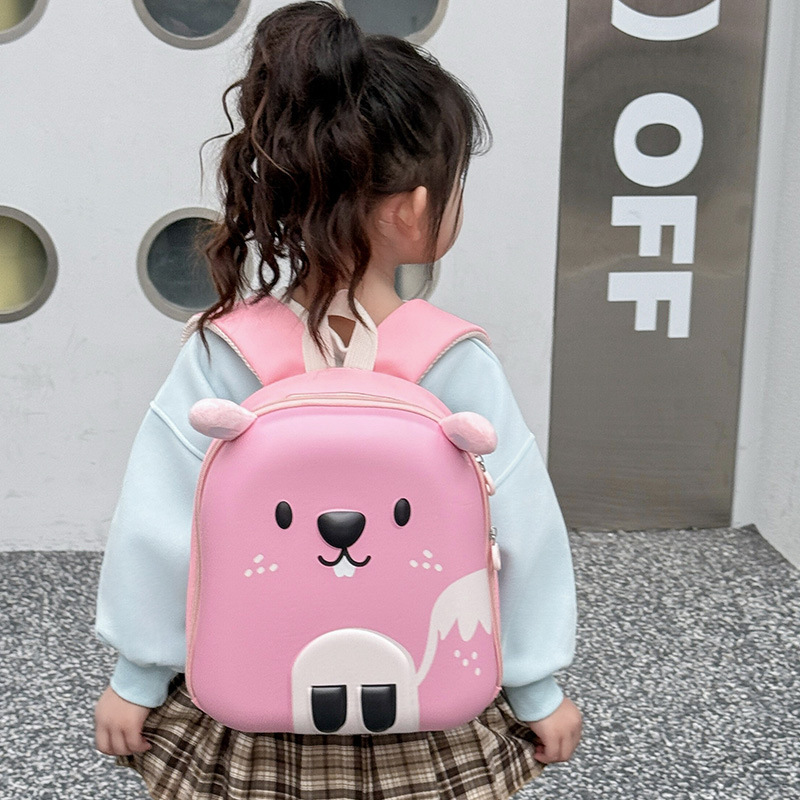 New children's bear eggshell bag for boys and girls, kindergarten snack small schoolbag, cartoon card Pilbara, shoulder shoulder Specification drawing