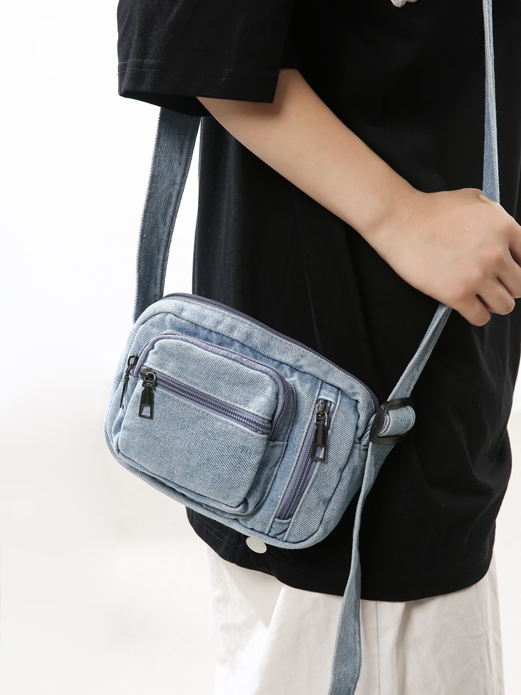 Artistic style casual small bag for women, ins denim single-shoulder bag, Korean mini phone bag, retro Japanese crossbody bag details Picture