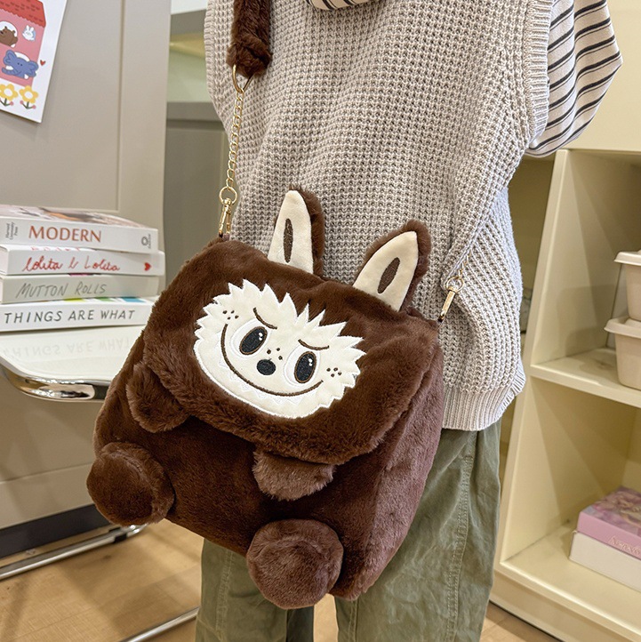 Cartoon, trendy and cute children's mini backpack, plush and cute girl's backpack, cute single-shoulder crossbody bag for boys full figure