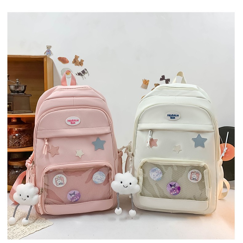 A versatile small backpack with a high level of appearance and a college style, a tall and cute backpack with a large capacity for college students details Picture