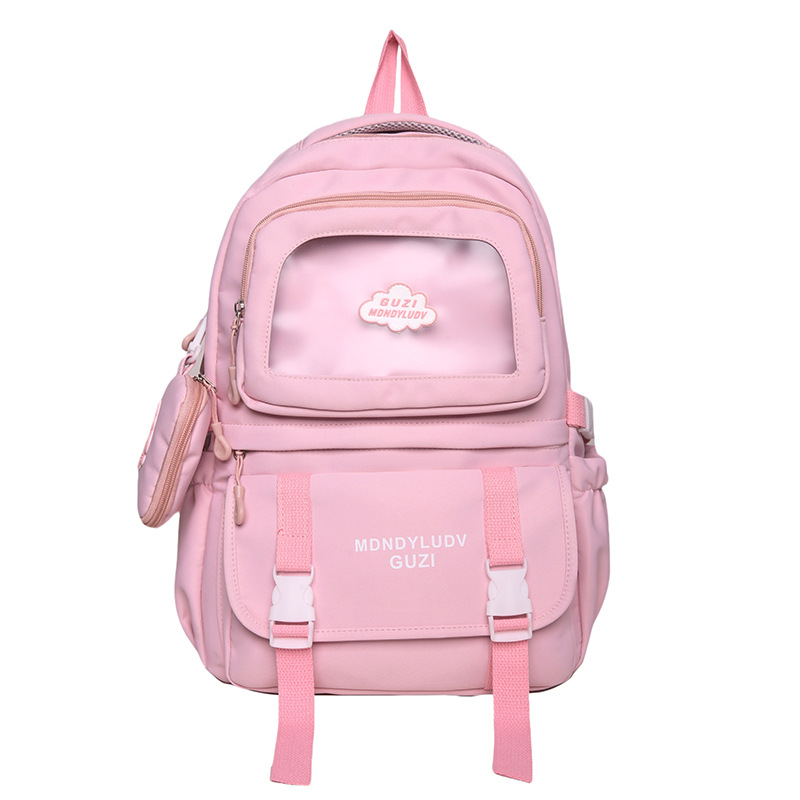 Schoolbag for female students, Korean version solid color campus durable large-capacity backpack, backpack for female primary school students, junior high school students and senior high school students Item Picture