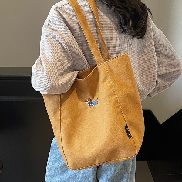 Cross-border canvas bag, women's large-capacity versatile shoulder bag, 2025 new style commuter tote bag, shopping bag trend Specification drawing
