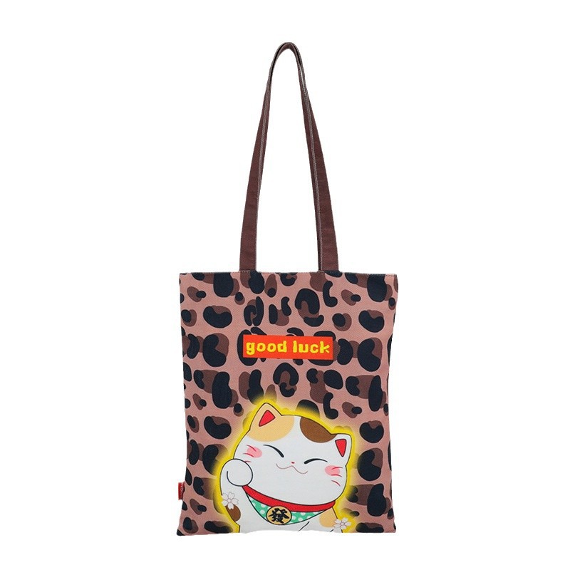 Cartoon single-shoulder fashionable shoulder bag, student tote bag, universal printed cute cat bag, internet-famous handbag, Korean version bag Item Picture