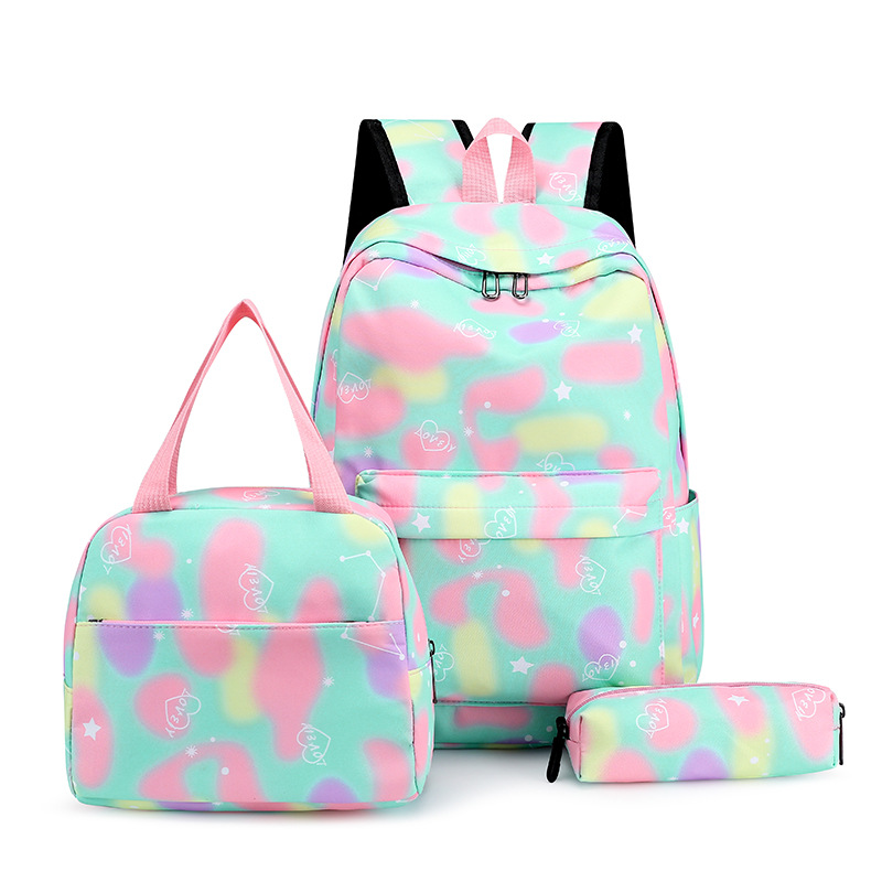 Cross-border best-selling graffiti three-piece set schoolbags, student backpacks, campus schoolbags, meal bags, large-capacity girls' backpacks Application Scenario