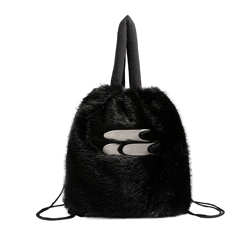 Korean trendy large-capacity 2024 winter new fluffy backpack, niche hand-held backpack, single-shoulder tote bag Item Picture
