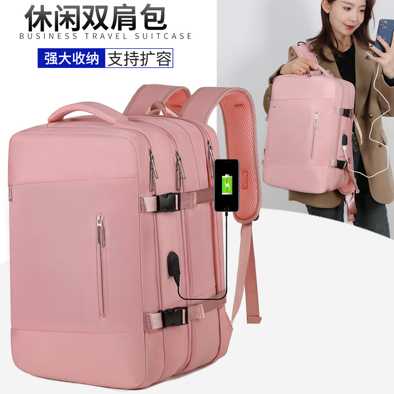 This multi-functional backpack has a large capacity and can be pulled with a handle. It is a travel bag for women's outdoor luggage and short-distance business trips full figure