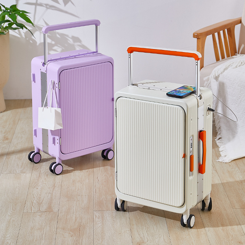 Wide handle multi-functional suitcase, women's handle suitcase, men's sturdy and durable student swivel wheel password travel suitcase Application Scenario