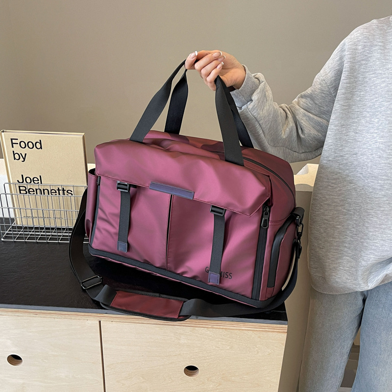 Cross-border simple large-capacity travel bag, hand-held crossbody sports, swimming and fitness bag, dry and wet separation expansion storage bag details Picture