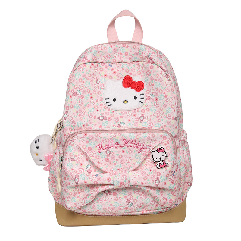 Cross-border sweet and cute, high appearance level bow, large-capacity schoolbag for junior and senior high school classes, and backpack for primary school students Item Picture