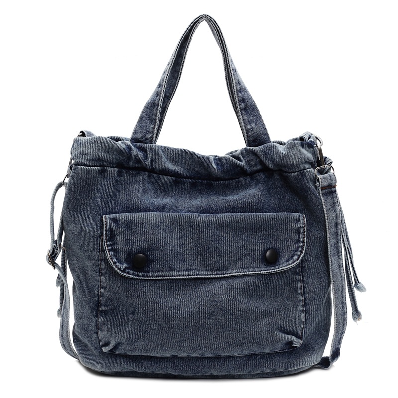 The 2025 new large-capacity denim crossbody bag is a trendy and fashionable Hong Kong-style Instagram artistic and versatile casual tote bag Item Picture