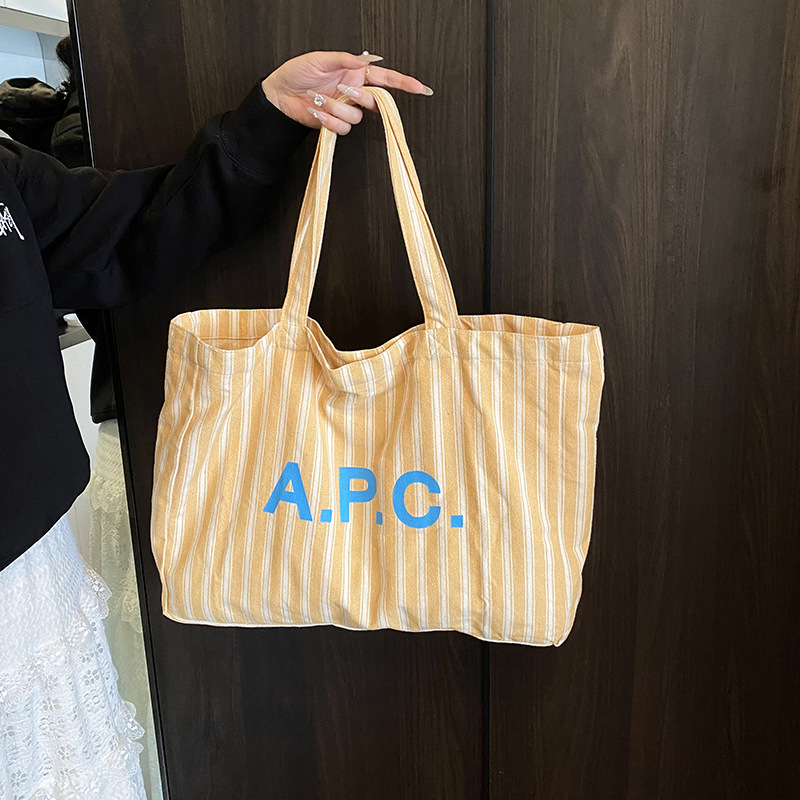 Large-capacity letter tote bag 2025 new Korean version niche fashion single-shoulder bag casual and simple striped handbag full figure