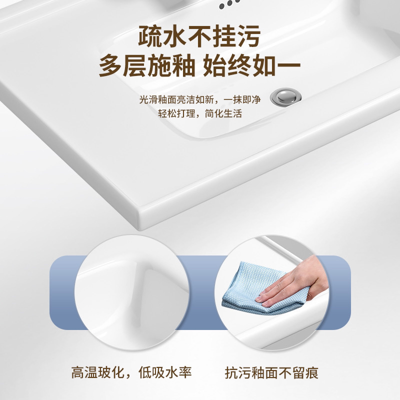 Washbasin, square washbasin, single basin, semi-recessed, integrated ceramic basin, high temperature Application Scenario