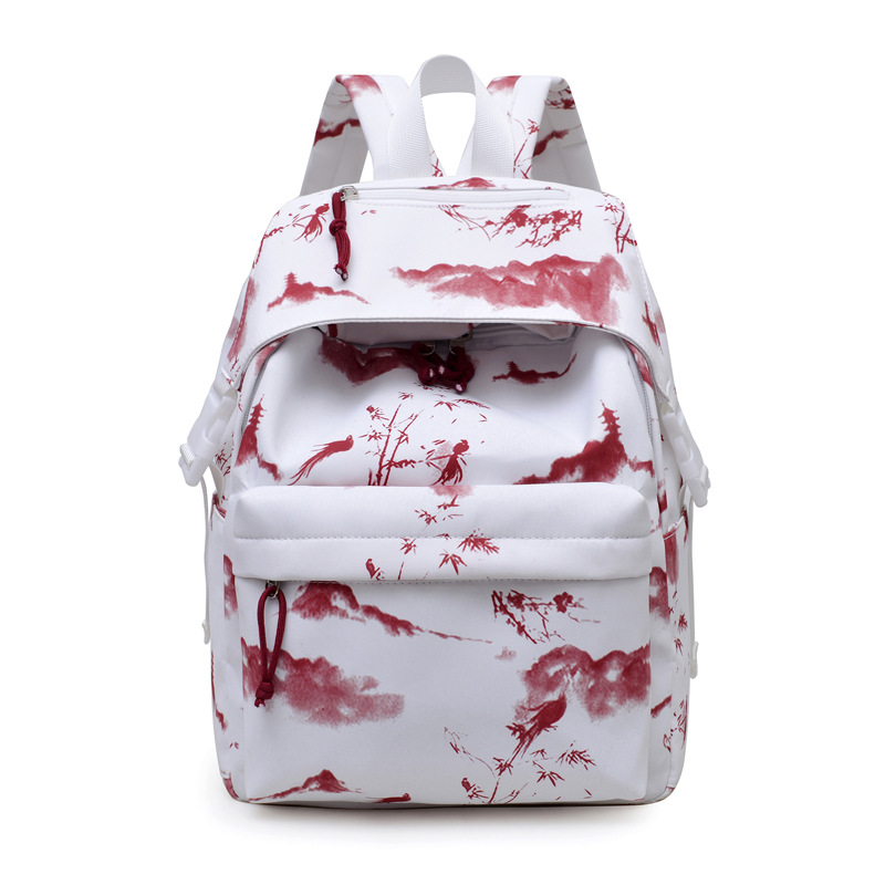 Fashionable new large-capacity student schoolbag, casual and trendy tie-dyed printed backpack, Chinese-style backpack for both men and women Item Picture