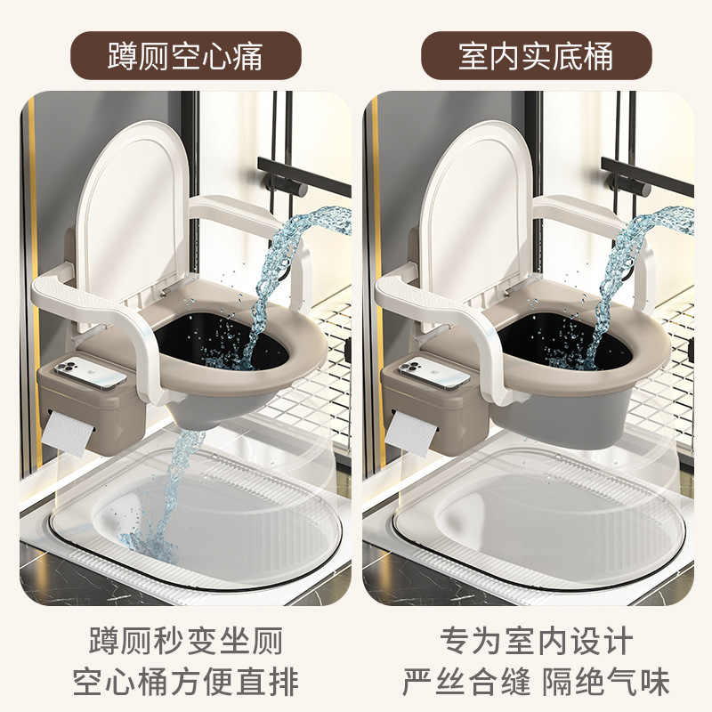 Portable urine bucket toilet, household sitting chair, bedroom urinal bucket toilet, mobile toilet for pregnant women and the elderly Application Scenario