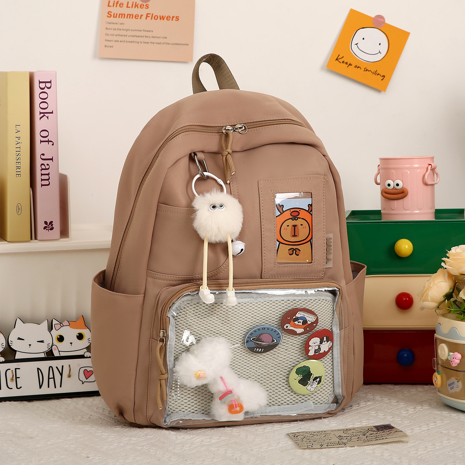Large-capacity backpack, campus cute transparent pain-relieving bag, lightweight and load-reducing casual travel bag, college style class schoolbag Application Scenario
