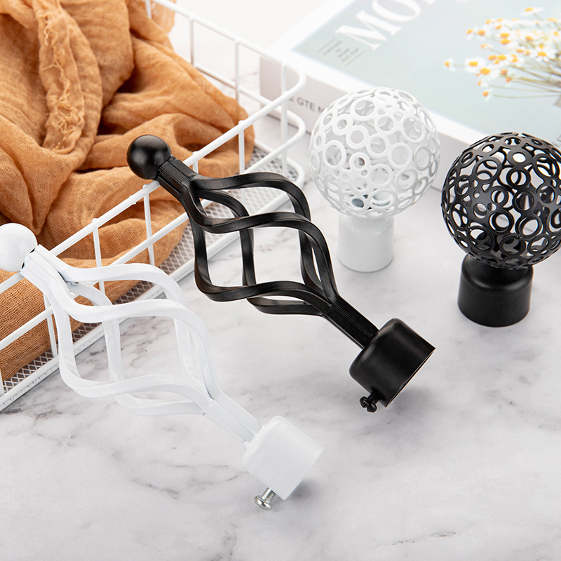 Suspended Roman rod accessory sealing head, perforated round curtain rod decorative head, perforated curtain rod ironwork head details Picture