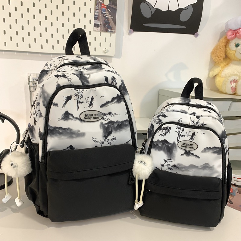 A new fashionable women's backpack for ink wash travel, a casual waterproof Oxford fabric travel bag and a schoolbag for going out details Picture