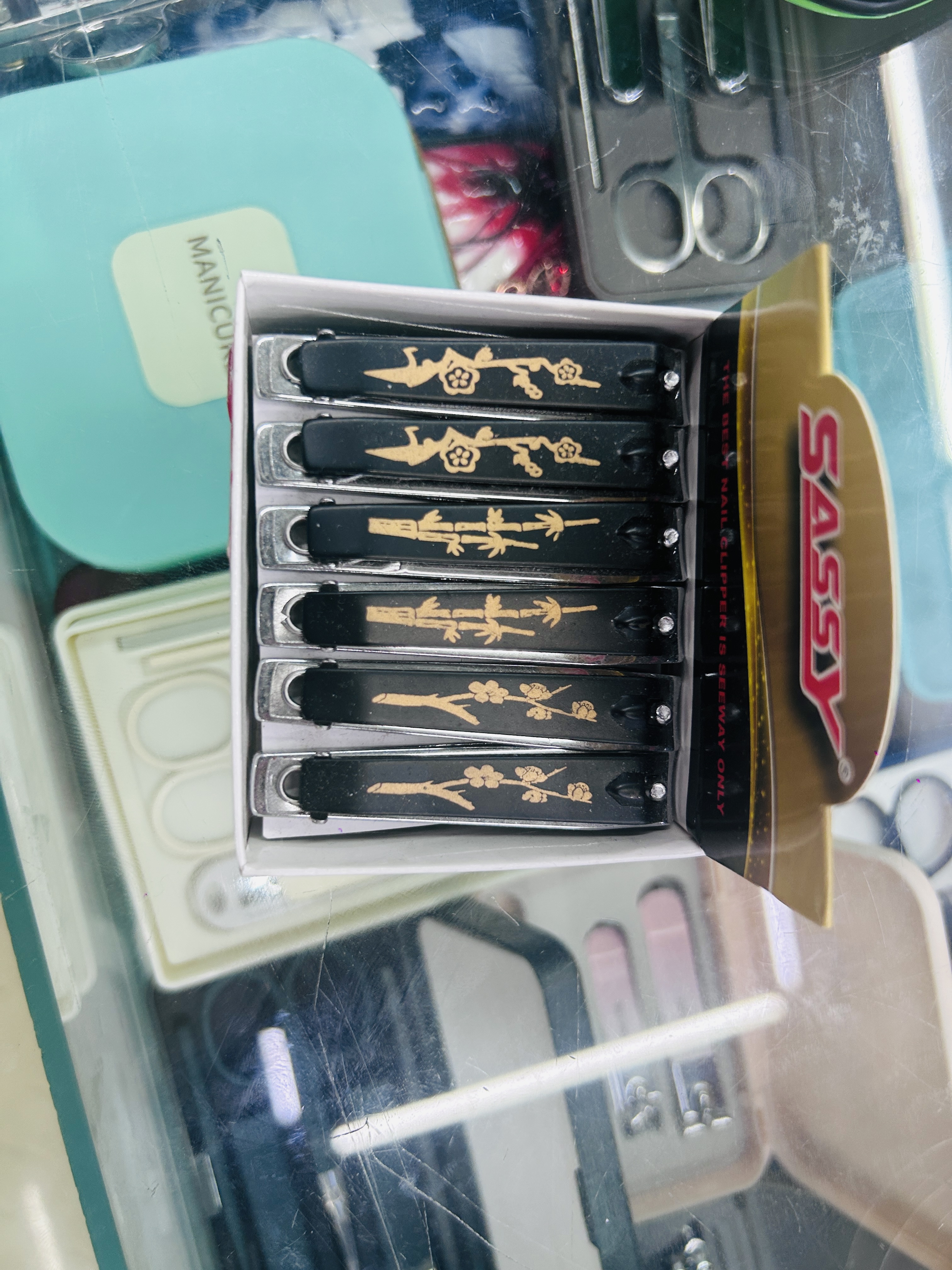 国潮梅花兰花竹子组合图案国风指甲钳精美美甲