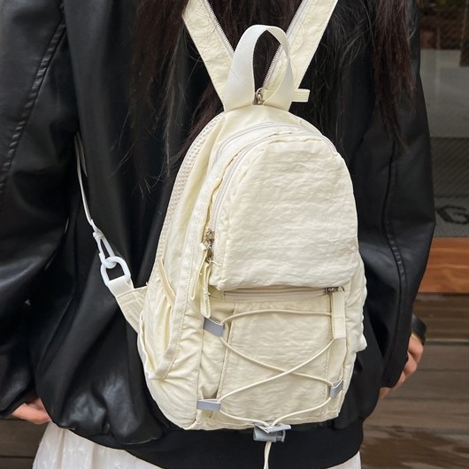 Backpacks for outdoor travel, drawstring, color-blocking retro hiking bags, lightweight and simple, water-resistant backpacks for hiking and cycling full figure