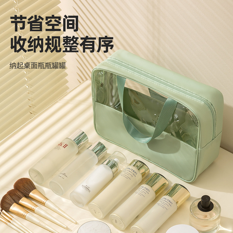 New travel waterproof transparent makeup bag, high appearance level, portable large-capacity three-piece set, multi-functional makeup storage Specification drawing