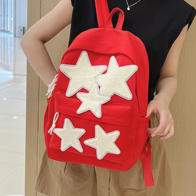 2025 New large-capacity student bag, high appearance level, five-pointed star schoolbag, simple and fashionable computer bag, backpack, cross-border Specification drawing