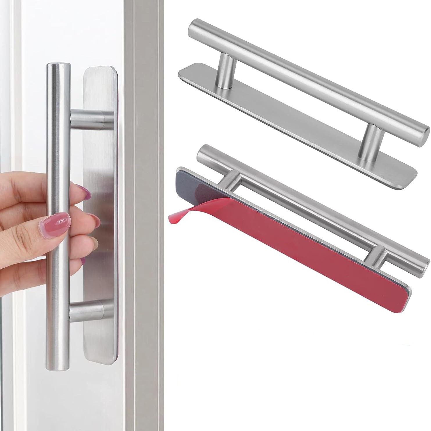 Stainless steel nail-free handle, strong self-adhesive handle, cabinet door, glass door handle, cabinet door, bathroom handle, cross-border full figure