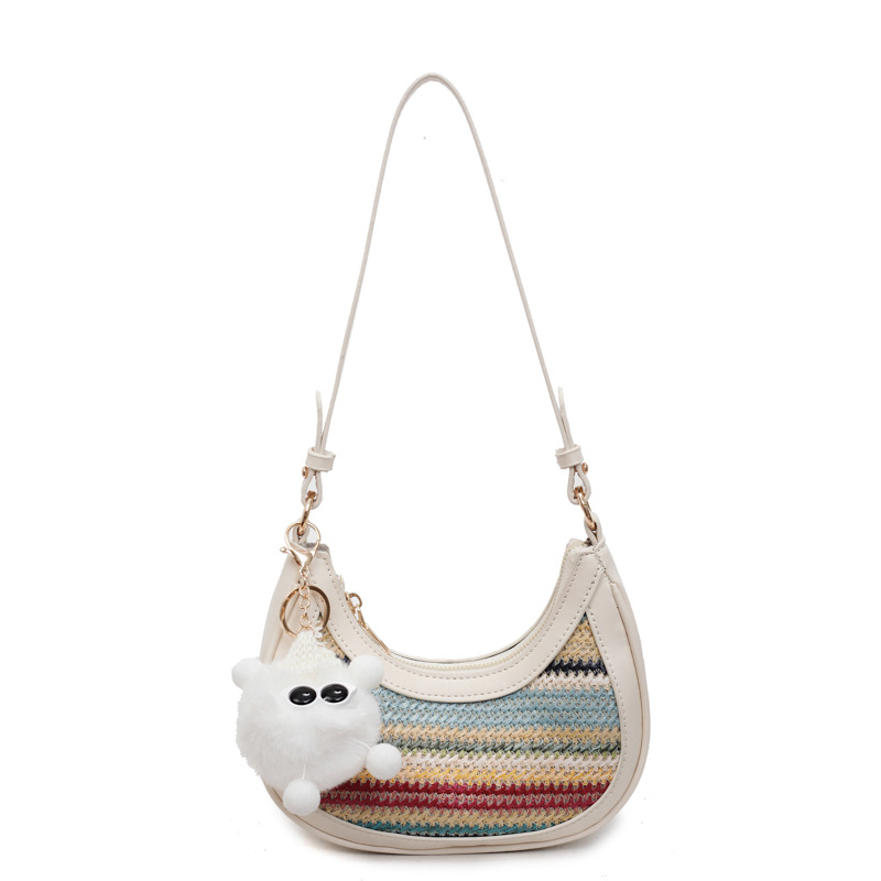 Seaside vacation underarm straw woven bag for women, new summer style, dazzling casual beach bag, simple single-shoulder crossbody bag Item Picture