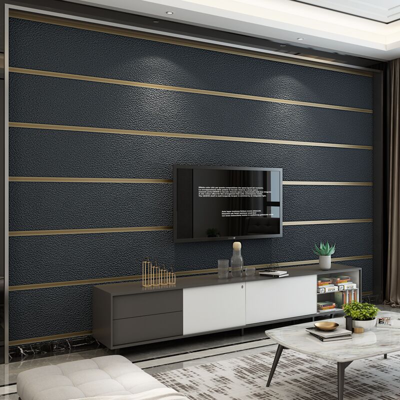 Simple 3d stereoscopic deerskin velvet wallpaper, plain non-woven fabric, marble stripes, living room TV background wallpaper full figure