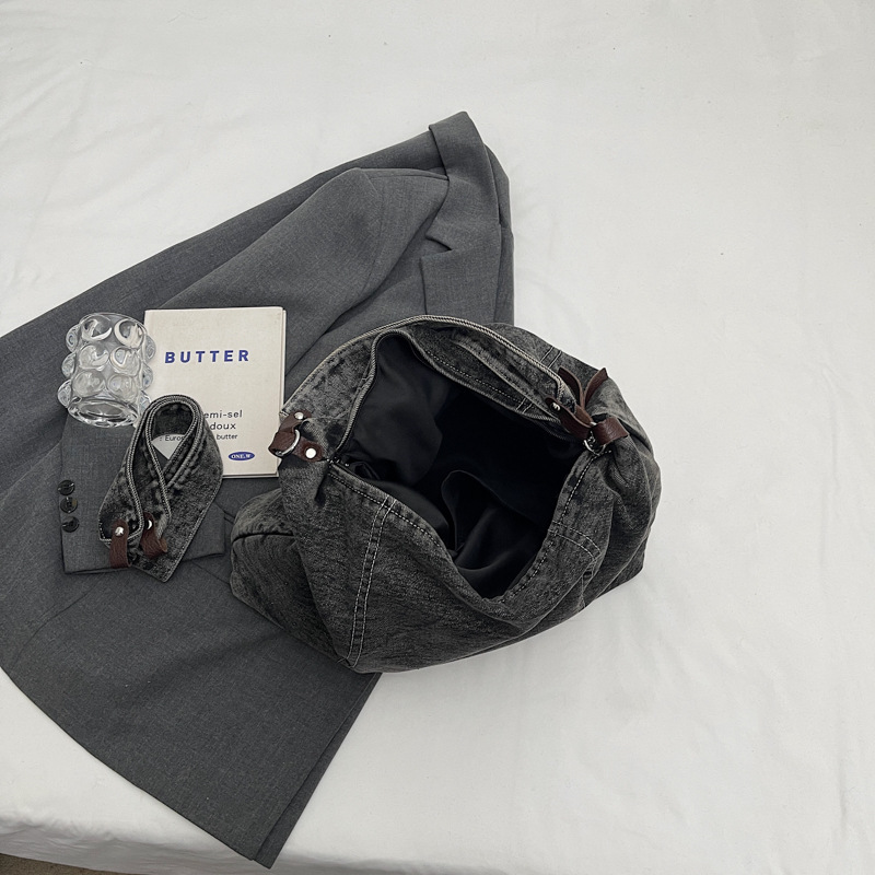 Artistic style denim bag, versatile large-capacity crossbody bag, new Korean version for women, simple student single-shoulder tote bag Specification drawing