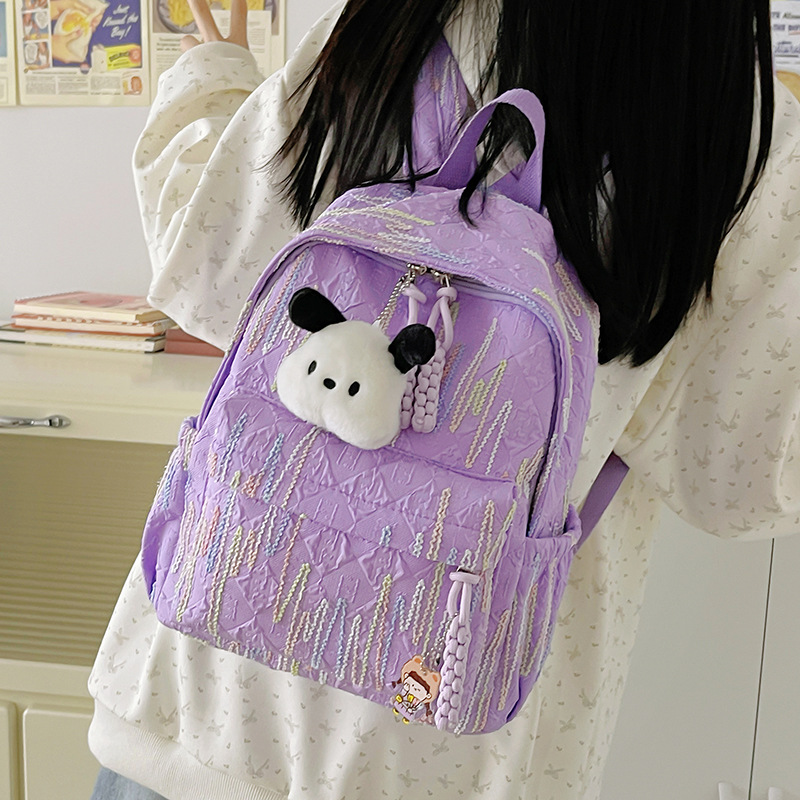 Korean minimalist Harajuku style backpack, large-capacity, high-end casual backpack, color-matched cute female college student schoolbag details Picture