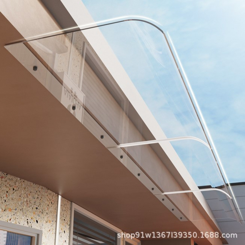 Invisible canopies without brackets, Windows, eaves, balconies, household transparent and silent rain shelters, polycarbonate sheet and sun board canopies full figure