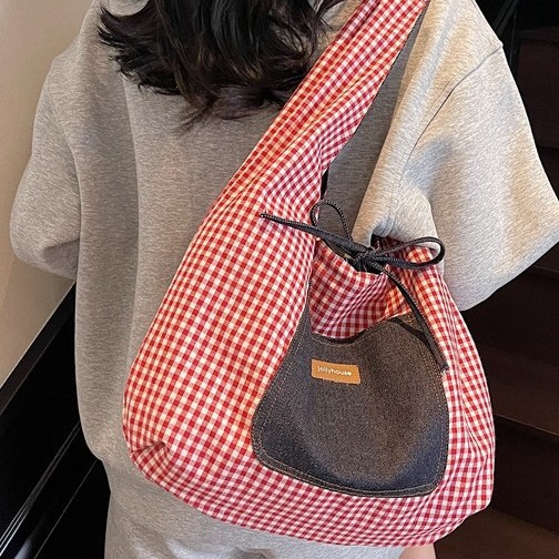 2025 New AB backpack American retro denim bag, large-capacity single-shoulder bag, college student Korean style laid-back bag for women Specification drawing
