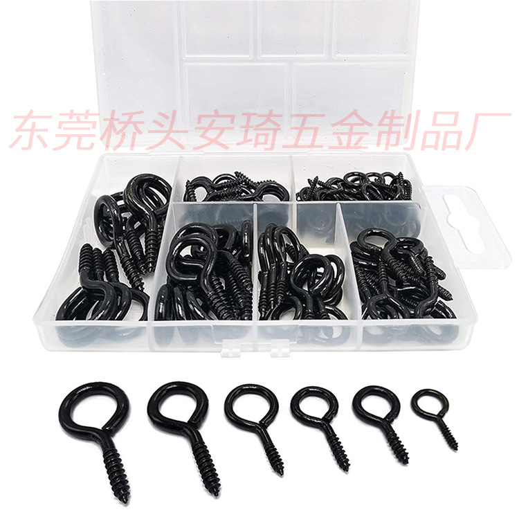 100pcs of sheep's eye screws are on sale in cross-border supply. Six specifications of round screws, sheep's horn nails, eye 9-shaped rings Item Picture