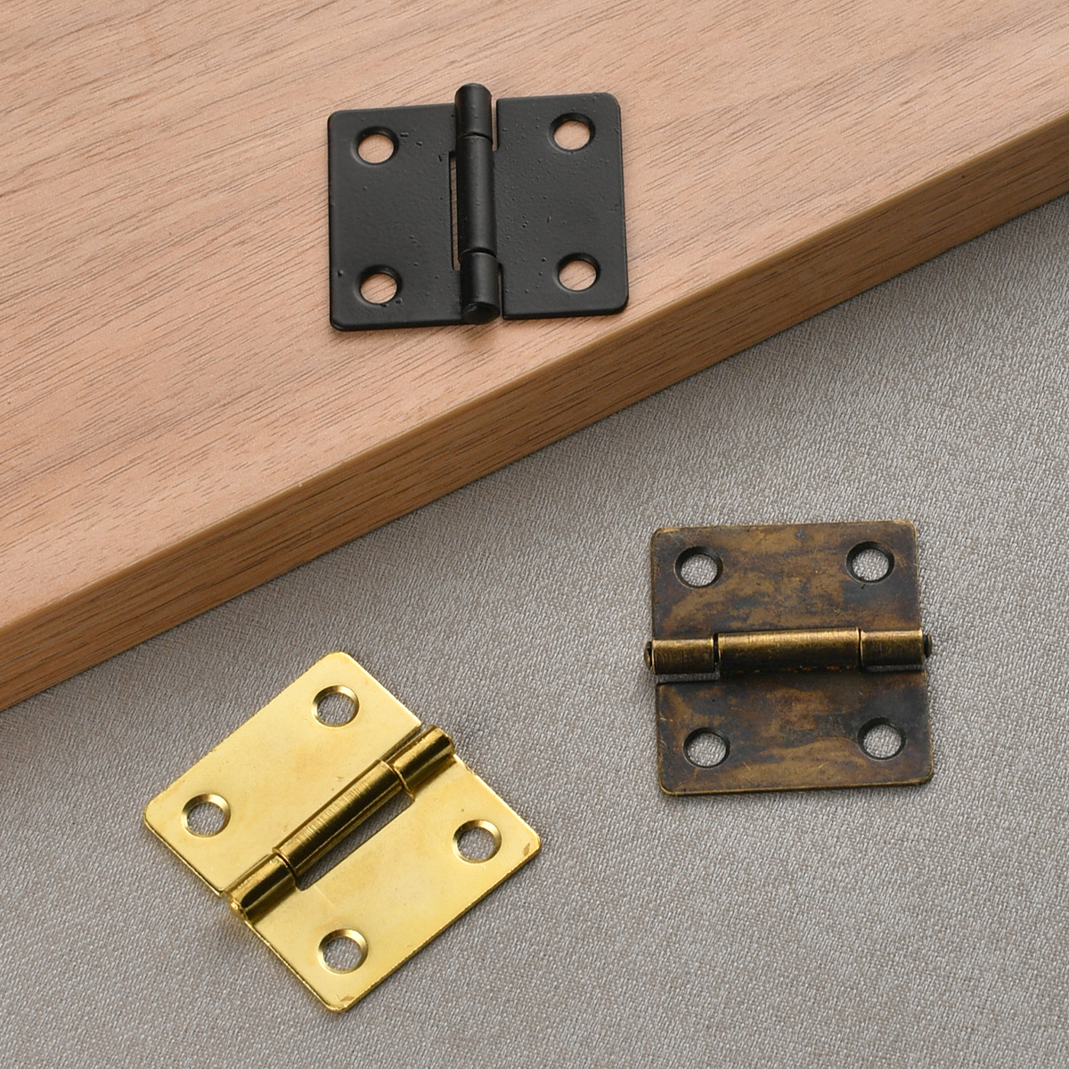 Jingmao Hardware New Chinese-style 4-hole antique wooden box Gift box with flat hinge packaging small accessories 38*34mm details Picture